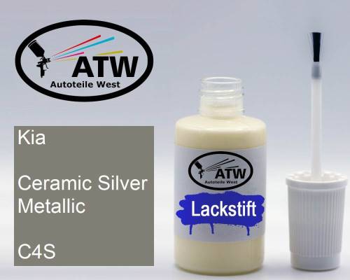 Kia, Ceramic Silver Metallic, C4S: 20ml Lackstift, von ATW Autoteile West.